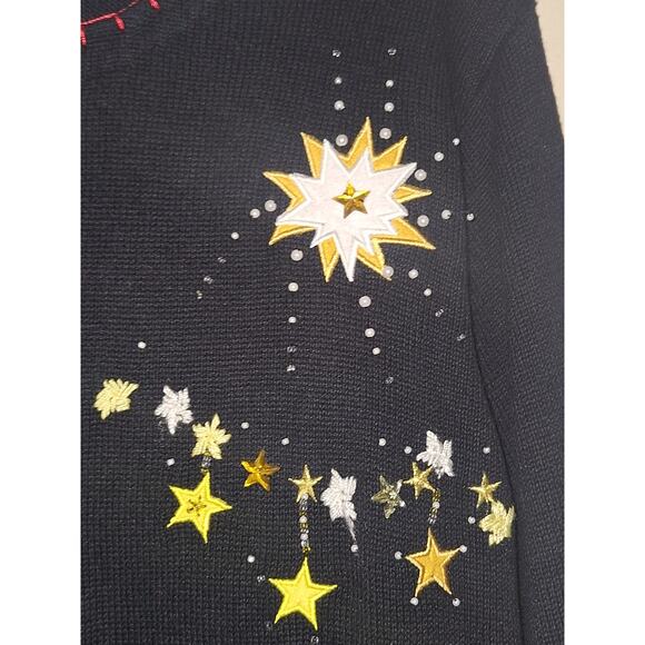 The Quaker Factory Women's Size 2X Christmas Dog Embroidered Christmas Sweater - Picture 7 of 8